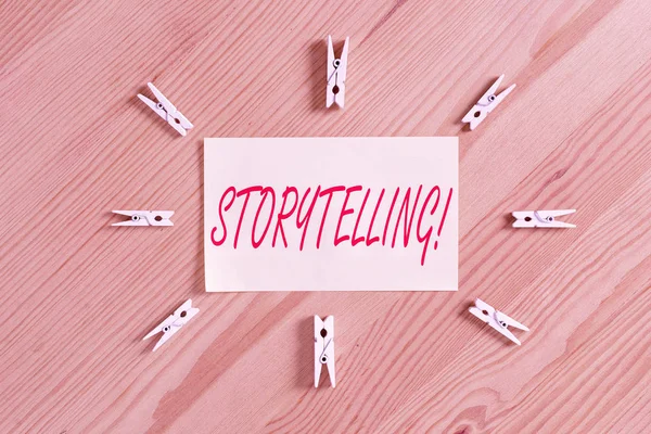 Signo Texto Que Muestra Storytelling Foto Negocios Mostrando Actividad Escribiendo — Foto de Stock