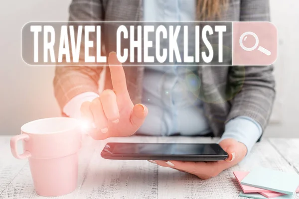 Rukopisný Text Travel Checklist Konceptuální Foto Seznam Věcí Které Třeba — Stock fotografie