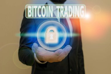 El yazısı Bitcoin Ticaret. Borsada şifreli para alım ve satımının kavramsal fotoğrafı