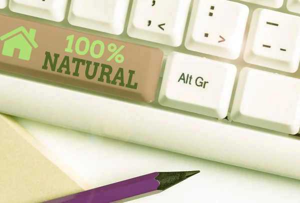 Nota Escritura Que Muestra 100 Por Ciento Natural Concepto Negocio — Foto de Stock