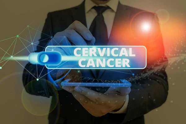 Text sign showing Cervical Cancer. Business photo showcasing type of cancer that occurs in the cells of the cervix