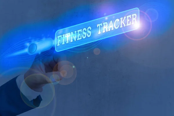 Tekstbord Met Fitness Tracker Zakelijke Foto Tekstapparaat Dat Een Demonstraties — Stockfoto