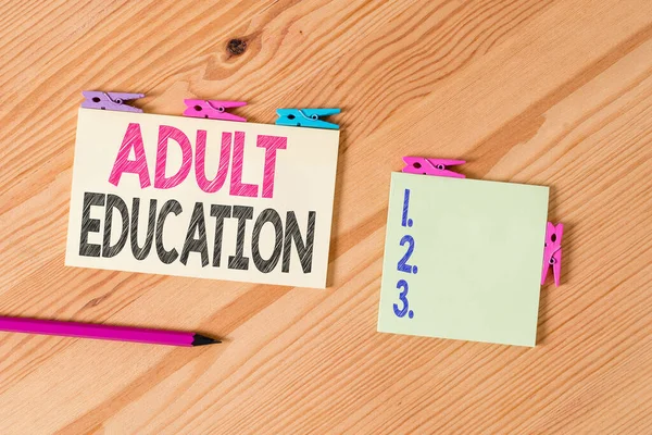 Writing Note Showing Adult Education Business Concept Educational Programs Adults — 스톡 사진