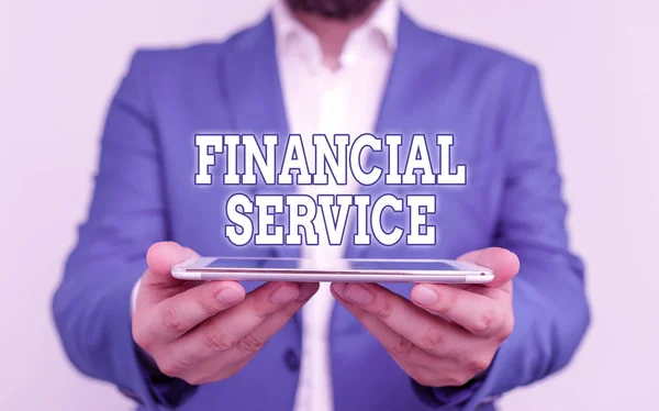 Text Sign Showing Financial Service Business Photo Text Economic Services — 스톡 사진