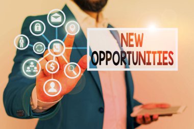 Yeni Fırsatlar yazma metin yazma el yazısı. Bir şeyler yapmayı mümkün kılan kavramsal fotoğraf durumu