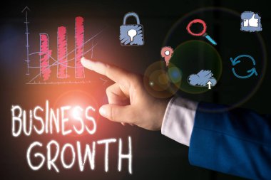 Business Growth 'u gösteren bir mesaj. Bir girişimin başarısının ölçüsünü iyileştirme amaçlı iş fotoğrafı metni süreci