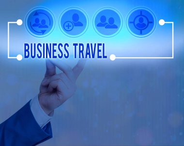 Business Travel 'ı gösteren bir not yazıyorum. Şirket adına bir ya da daha fazla yere seyahat etmek için iş kavramı
