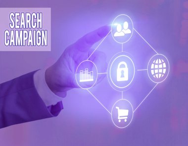 Arama Kampanyası el yazısı metni. Web sayfalarına çevrimiçi reklamlar yerleştirmek için kavramsal fotoğraf yöntemi