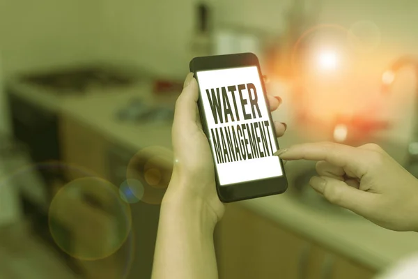 Konceptuell Handstil Som Visar Vattenhantering Begreppet Optimal Användning Vattenresurser Den — Stockfoto