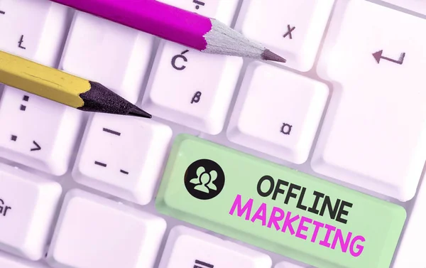 Text Sign Showing Offline Marketing Business Photo Text Advertising Strategy — Stock Photo, Image