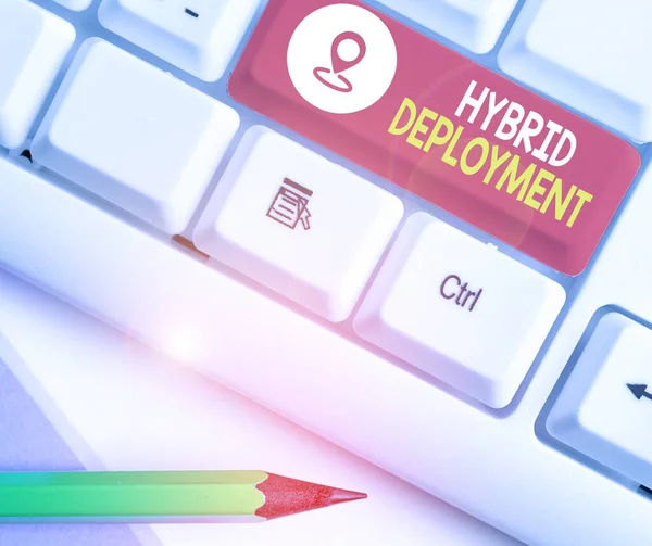 Text Sign Showing Hybrid Deployment Business Photo Text Combination Onpremises — 스톡 사진
