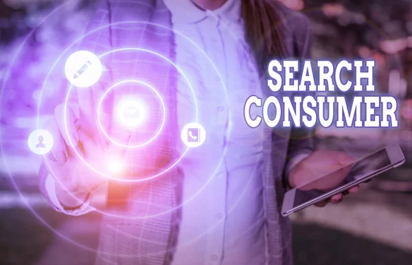 Escritura Manual Conceptual Que Muestra Search Consumer Concepto Que Significa — Foto de Stock