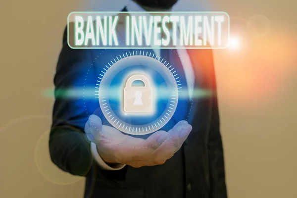 Texto Caligrafia Bank Investment Foto Conceitual Intermediário Financeiro Que Realiza — Fotografia de Stock