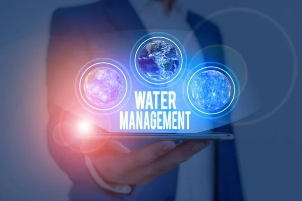 Textschild Mit Wassermanagement Business Fototext Optimale Nutzung Der Wasserressourcen Unter — Stockfoto