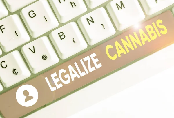 合法化された大麻を示す概念的な手書き 全国で合法化されたレクリエーション大麻使用法を意味する概念 — ストック写真