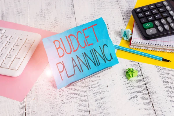 Escritura Mano Texto Planificación Presupuestaria Proceso Fotográfico Conceptual Construir Presupuesto — Foto de Stock