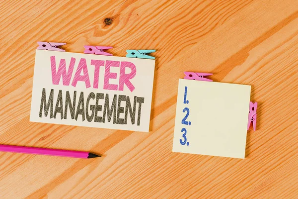 Schreibnotiz Die Das Wassermanagement Zeigt Geschäftskonzept Zur Optimalen Nutzung Von — Stockfoto