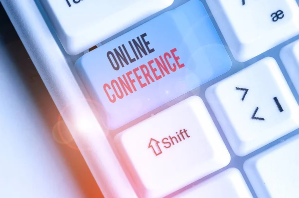 Word writing text Online Conference. Business photo showcasing online service by which you can hold live meetings