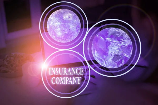 Handwriting text Insurance Company. Concept meaning company that offers insurance policies to the public Elements of this image furnished by NASA.