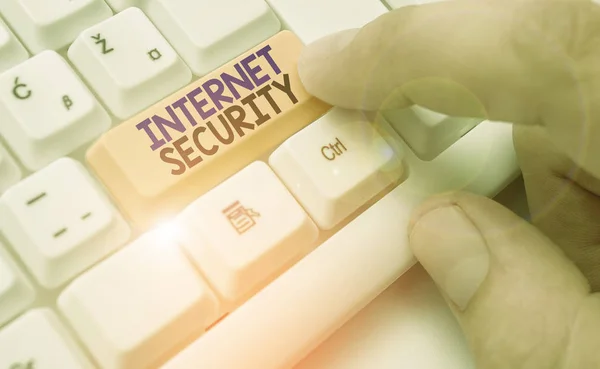 Handschrift Tekst Internet Security Conceptuele Fotobeveiliging Die Precies Omgaat Met — Stockfoto