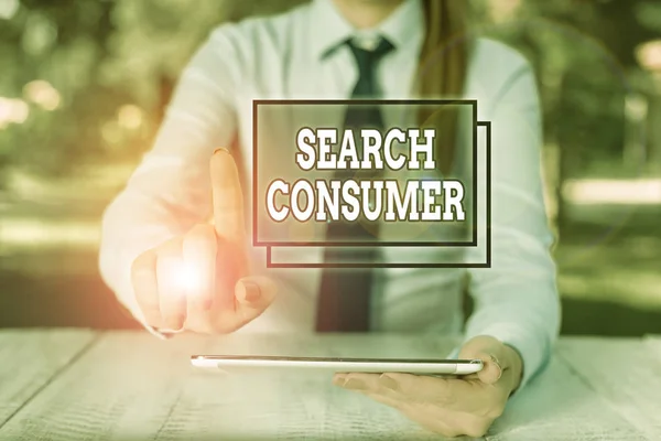 Escritura Manual Conceptual Que Muestra Search Consumer Concepto Que Significa — Foto de Stock