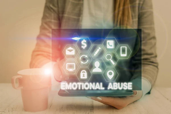 Handwriting text Emotional Abuse. Concept meaning demonstrating subjecting or exposing another demonstrate behavior. — Stock Photo, Image