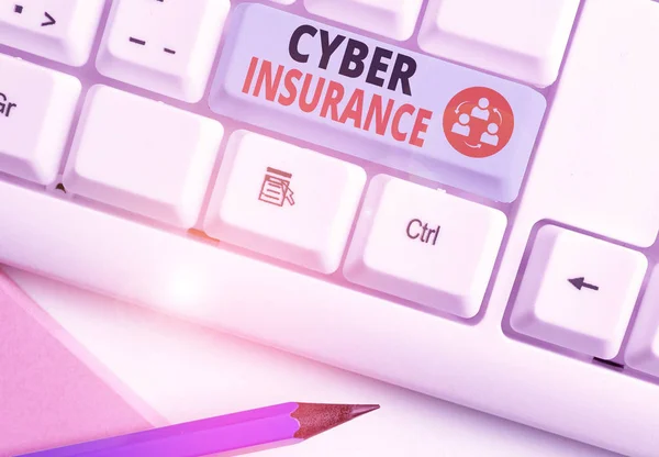 Handskrift Text Skriva Cyber Insurance Konceptuell Foto Skydda Företag Och — Stockfoto