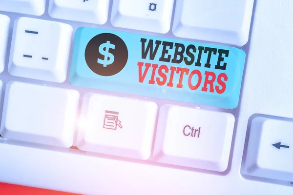 Writing note showing Website Visitors. Business concept for someone who visits views or goes to your website or page