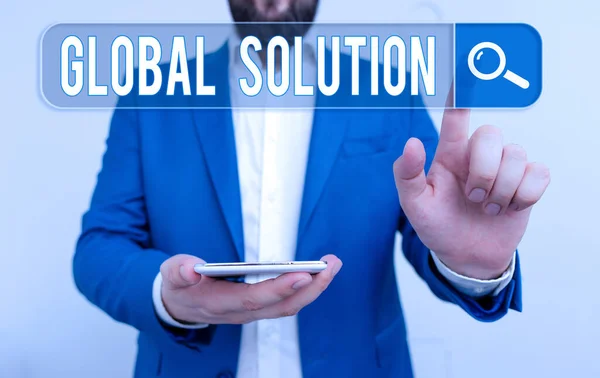 Textskylt Med Global Solution Företagsfoto Text Som Behandlar Svår Situation — Stockfoto