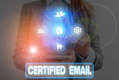 Word writing text Certified Email. Business photo showcasing email whose sending is certified by a neutral thirdparty clipart