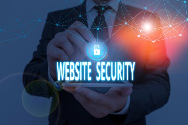Web sitesi güvenliği el yazısı. Web sitelerini korumak ve korumak için kavramsal fotoğraf kritik bileşeni