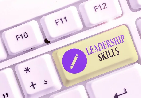 Writing note showing Leadership Skills. Business concept for Skills and qualities that leaders possess Taking a lead