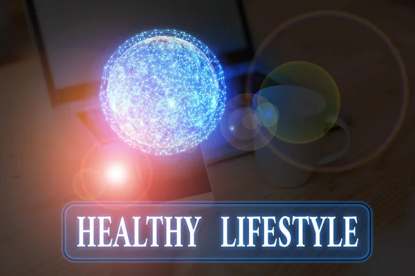 Text sign showing Healthy Lifestyle. Conceptual photo way of living that lowers the risk of being seriously ill Elements of this image furnished by NASA. — Stock Photo, Image