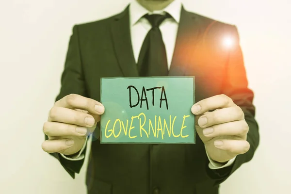 Escrita Mão Conceitual Mostrando Governança Dados Conceito Significado Gestão Geral — Fotografia de Stock