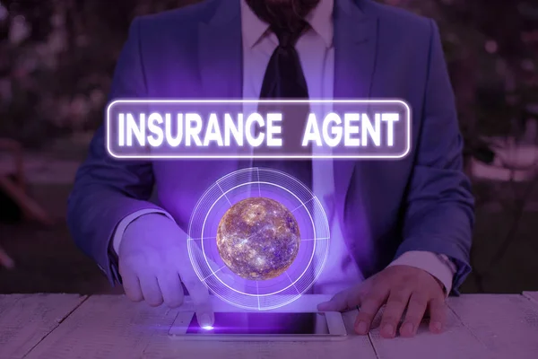 Handwriting text writing Insurance Agent. Conceptual photo demonstrating who works in an insurance company and sells insurance Elements of this image furnished by NASA