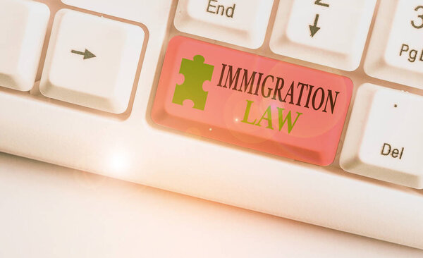 Handwriting text Immigration Law. Conceptual photo national statutes and legal precedents governing immigration