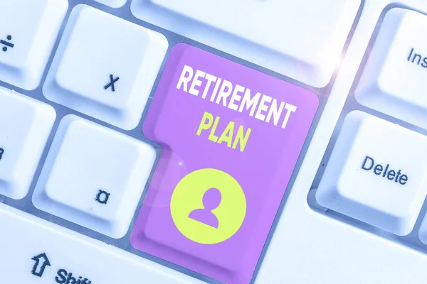 Tekst Schrijven Pensioenplan Bedrijfsfoto Showcasing Plan Voor Het Reserveren Van — Stockfoto