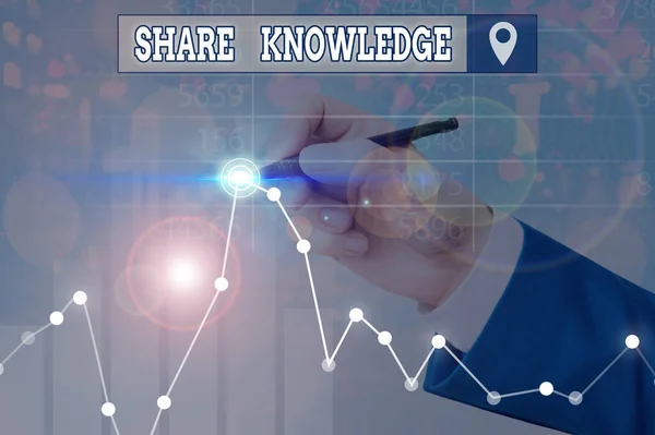 Writing note showing Share Knowledge. Business concept for activity through which knowledge is exchanged among showing