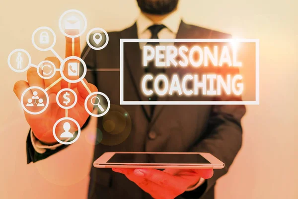 Text sign showing Personal Coaching. Conceptual photo relationship agreement between a client and a coach.