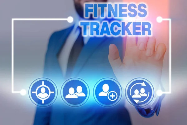 Writing Note Showing Fitness Tracker Business Concept Device Records Demonstratings — 스톡 사진