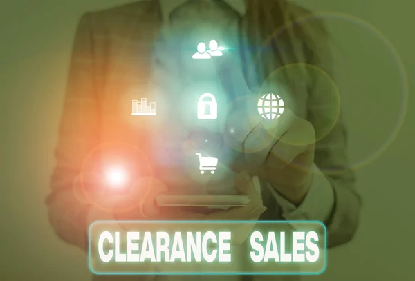 Slovo Psaní Textu Clearance Sales Obchodní Foto Předvádění Zboží Snížené — Stock fotografie
