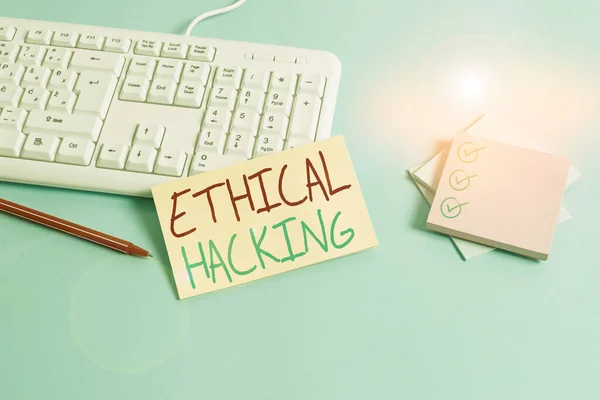 Conceptual Hand Writing Showing Ethical Hacking Concept Meaning Act Locating — Stock Photo, Image