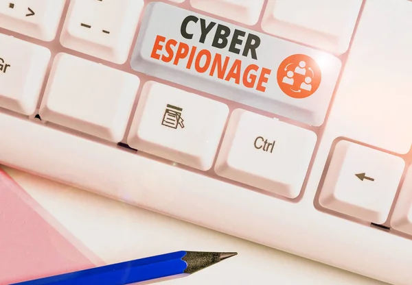 Χειρόγραφο Κείμενο Που Γράφει Cyber Κατασκοπεία Εννοιολογική Φωτογραφία Απόκτηση Μυστικών — Φωτογραφία Αρχείου