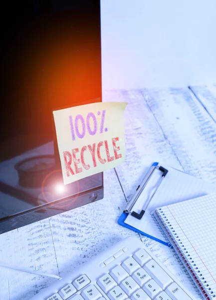 Handschrift Textschreiben 100 Prozent Recyceln Konzeptionelles Foto Enthält 100 Prozent — Stockfoto