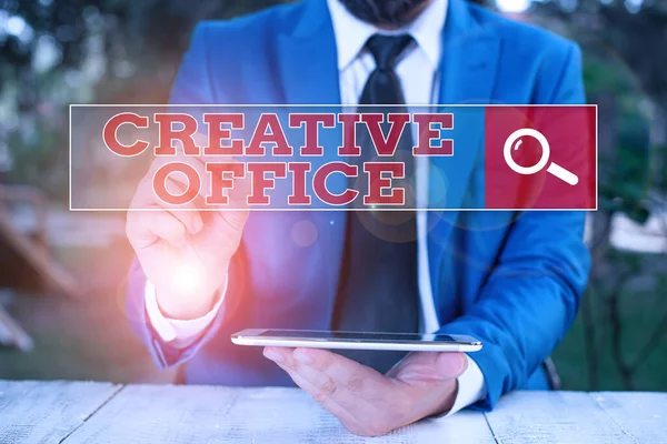 Signe Texte Montrant Creative Office Photo Affaires Mettant Valeur Tout — Photo