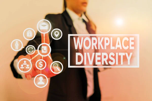 Writing note showing Workplace Diversity. Business concept for environment that accepts each individual differences