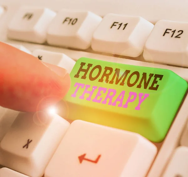Szóírás Hormon Terápia Üzleti Fotó Bemutató Kezelés Betegség Szintetikus Származtatott — Stock Fotó
