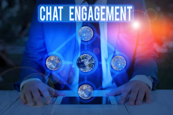 Parola Scrittura Testo Chat Engagement Business Photo Vetrina Cliente Interagisce — Foto Stock