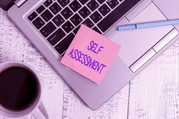 Writing Note Showing Self Assessment Business Concept Evaluation Oneself One — 스톡 사진