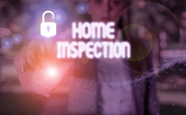 Escrita de mão conceitual mostrando Home Inspection. Texto de foto de negócios exame não invasivo da condição de uma casa . — Fotografia de Stock